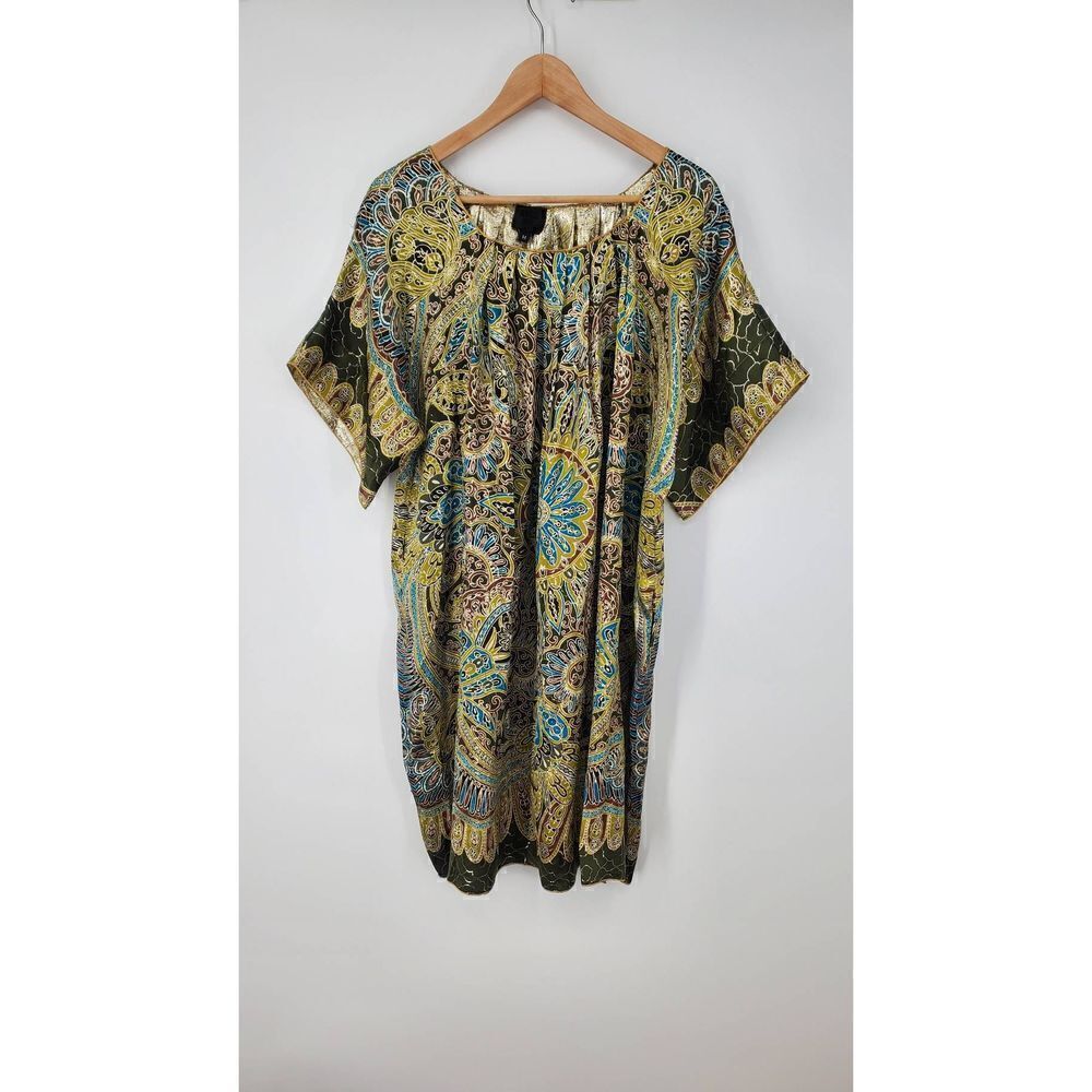 Anna Sui Vintage Silk & Metallic Dress Size Medium‎
